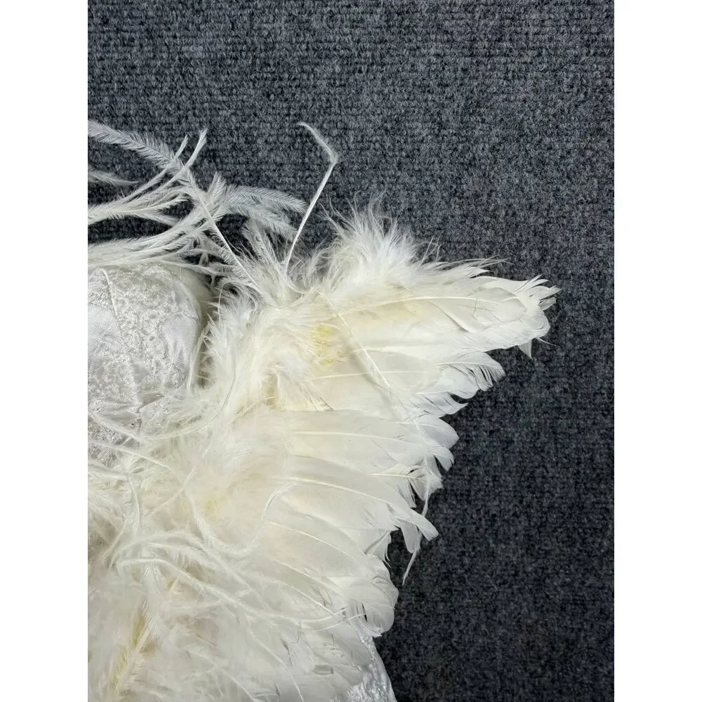 Vintage Angel Doll White Feather Wings Christmas Decor Tree Topper